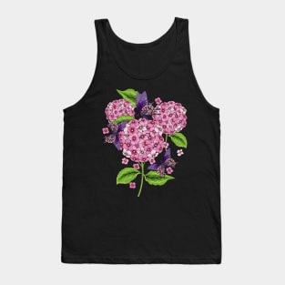 Hydrangea And Butterflies Artwork Tank Top